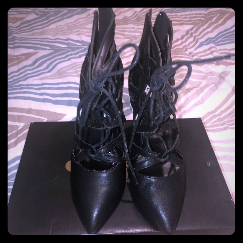 Black strappy heels